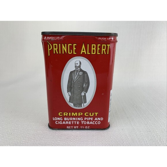 Vintage‎ Prince Albert Crimp Cut Long Burning Pipe Cigarette Tobacco Tin Red - Picture 1 of 8